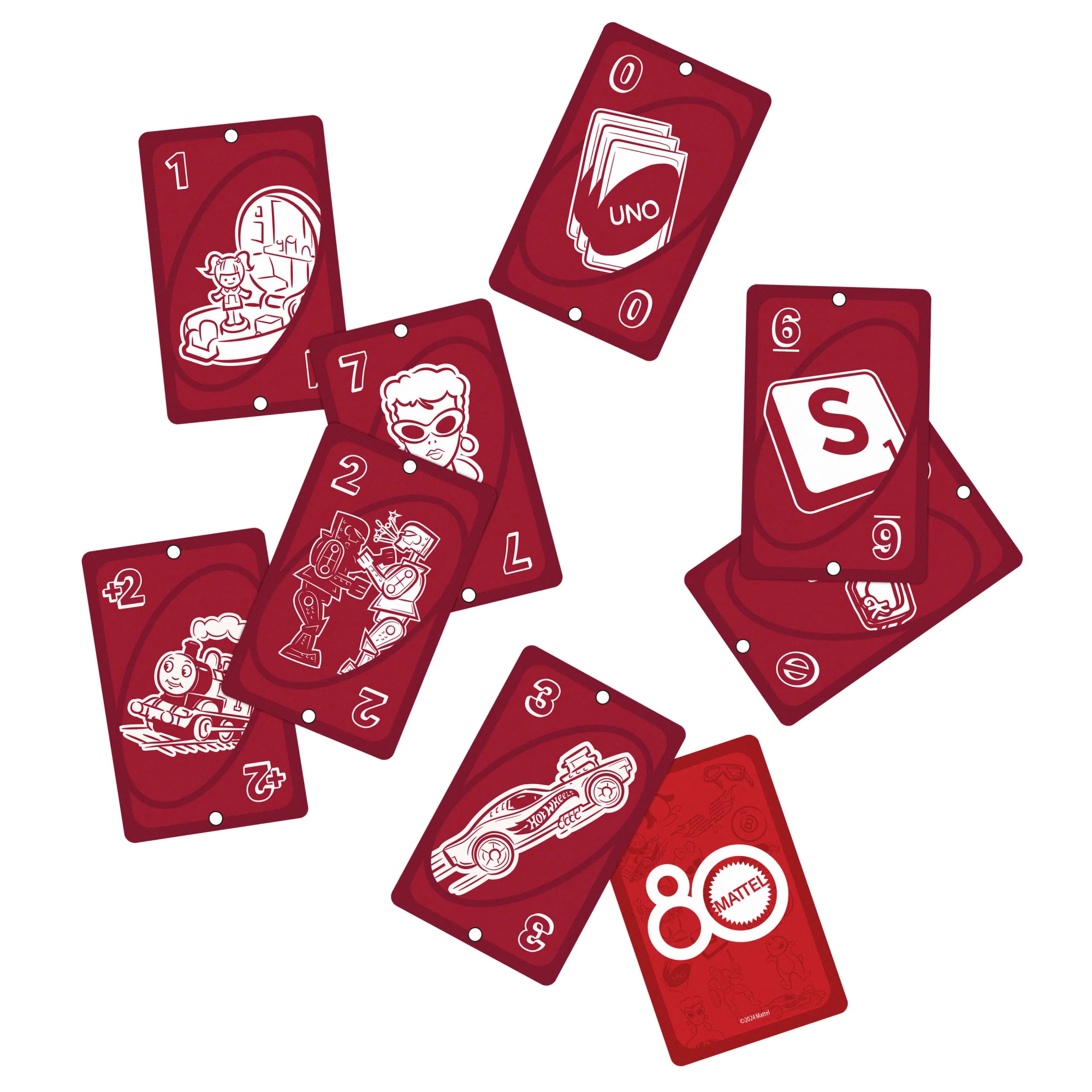 UNO Mattel 80th Ruby Red Card Game For Kids & Family Night - Image 3