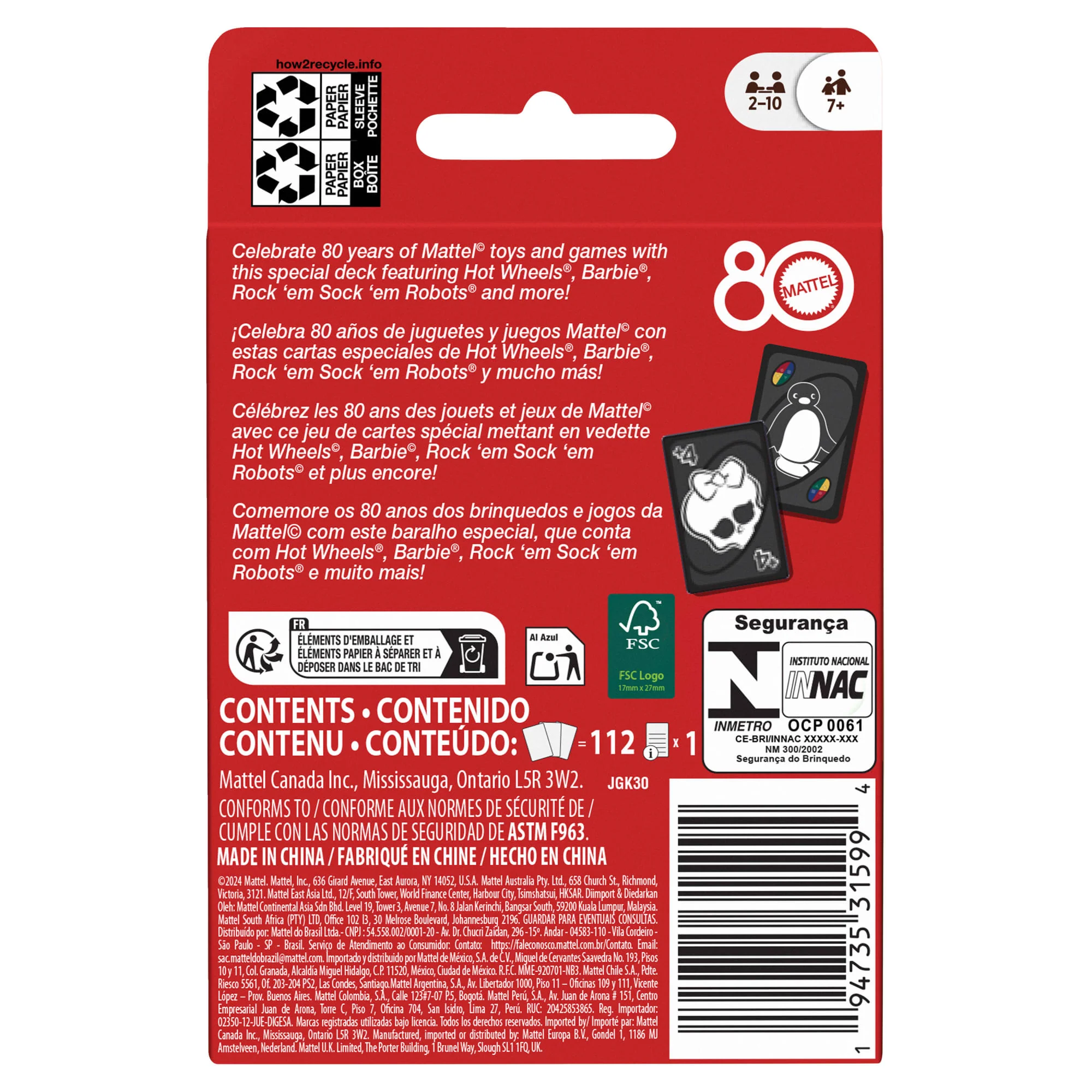 UNO Mattel 80th Ruby Red Card Game For Kids & Family Night - Image 6