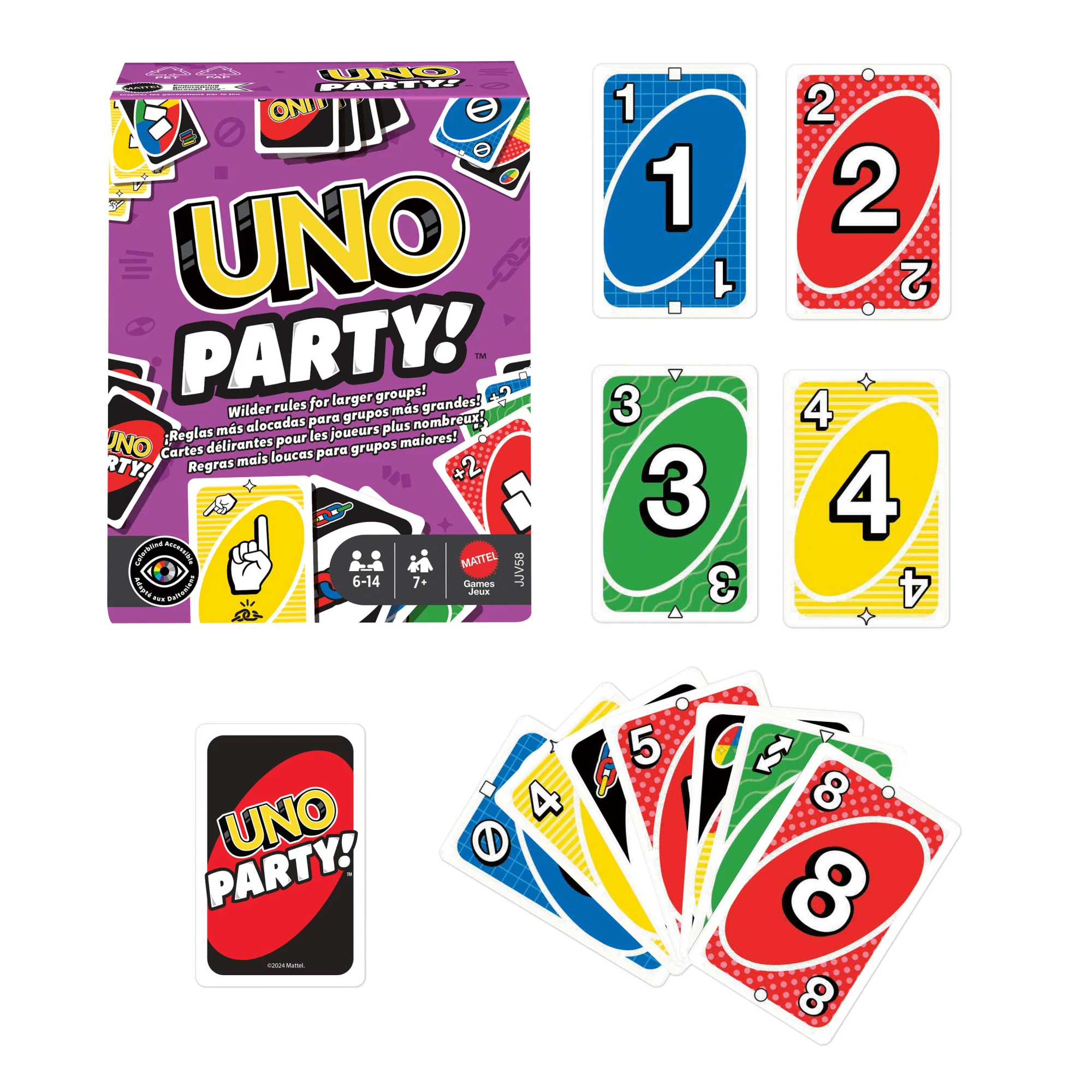 UNO Party Card Game For Large Groups, Kids, Adults & Family Nights, 6 To 14 Players Ages 7+ Years - Image 4