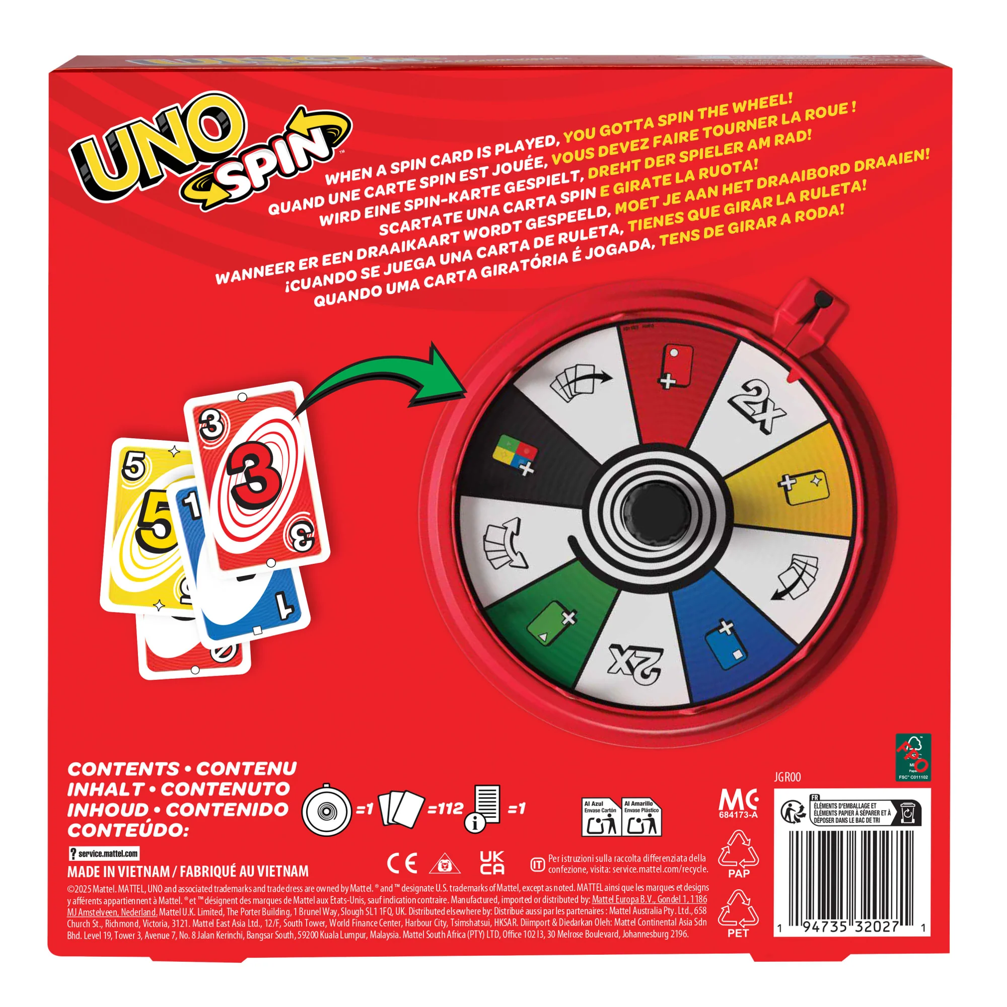 UNO Spin Card Game For Kid, Adult & Family Nights, Classic Play With Spinner - Image 3