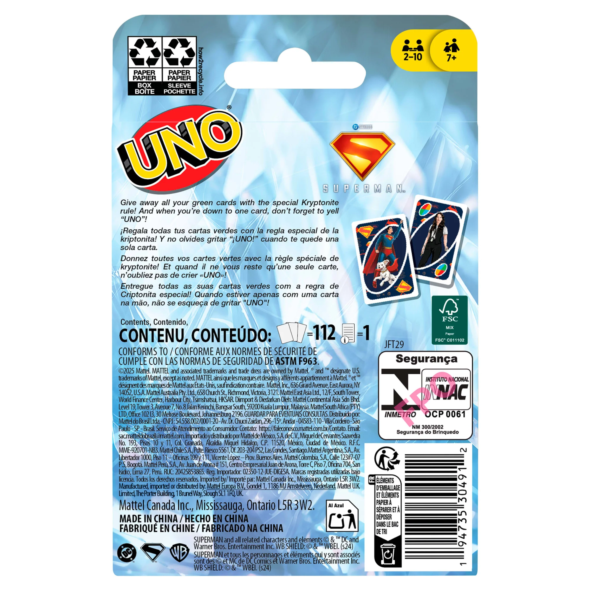 UNO Superman Card Game For Kid, Adult & Family Nights, Toy Collectible Inspired By The Movie - Image 6