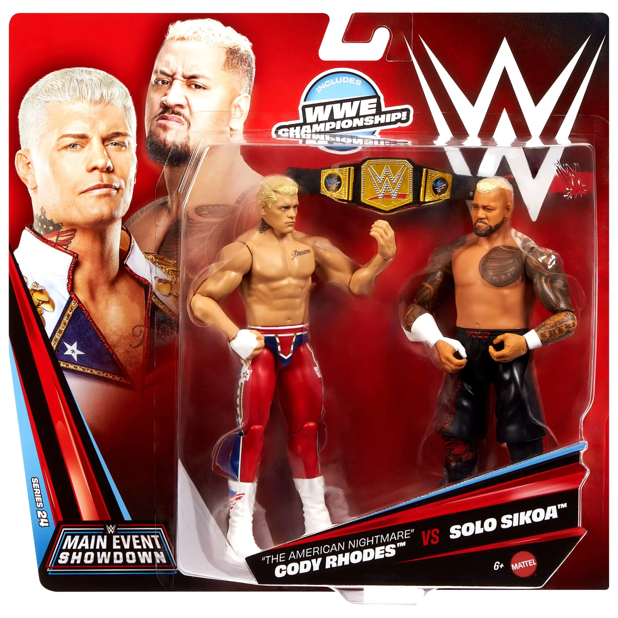 WWE Main Event Showdown Cody Rhodes vs Solo Sikoa Action Figures Set, Series #24, 6-Inch Collectibles - Image 6