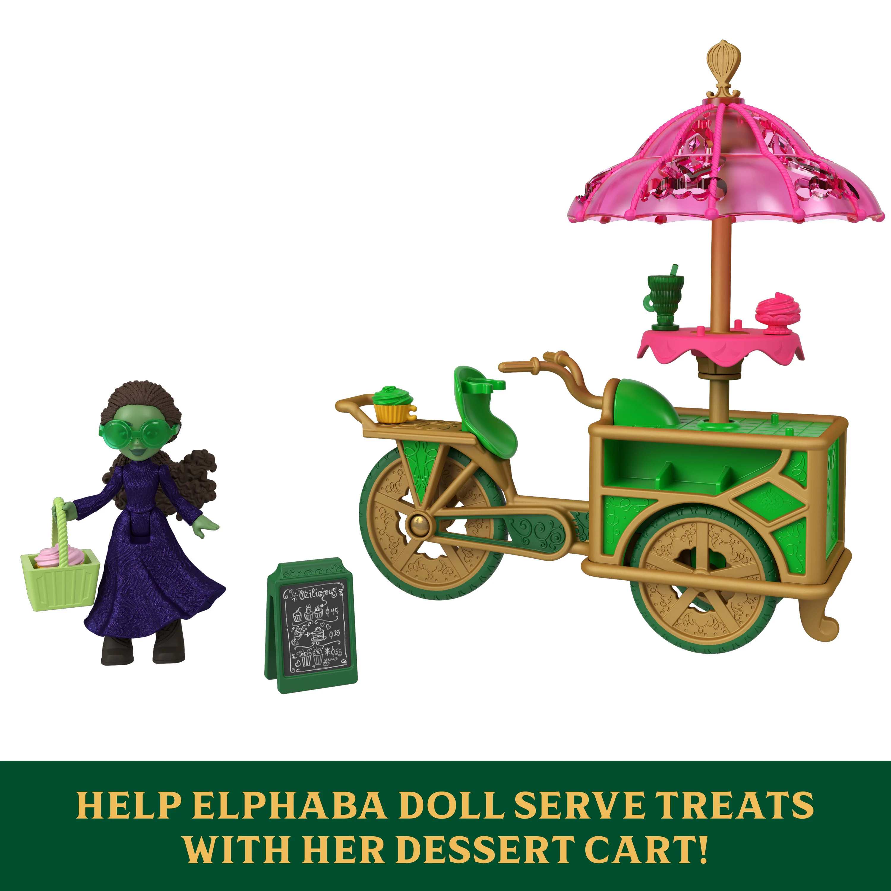 Universal Pictures’ Wicked Emerald City Dessert Cart Toy With Cart, Small Doll & 7 Accessories - Image 5