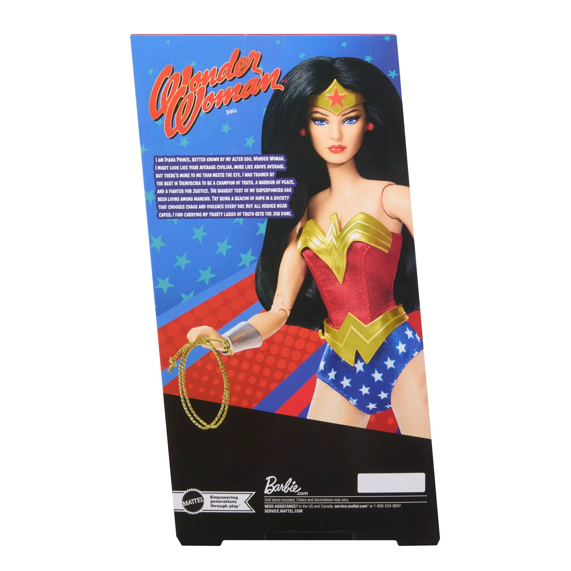 Barbie Wonder Woman Collectible Doll in Red And Blue Tank Suit With Golden Accessories And Lasso - Image 6