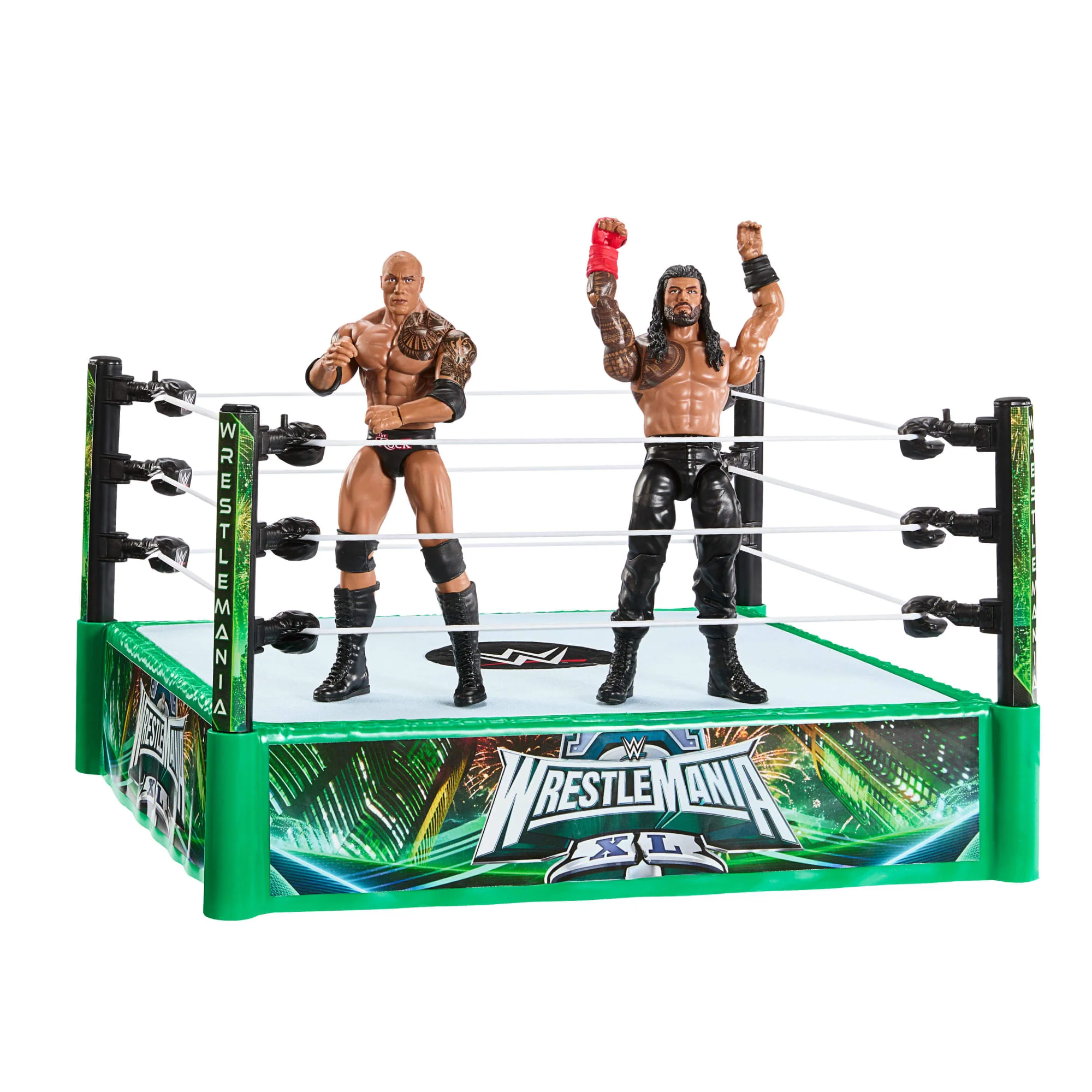 WWE Bloodlines Rules Playset With Ring & 2 Action Figures, includes The Rock & Roman Reigns - Image 2