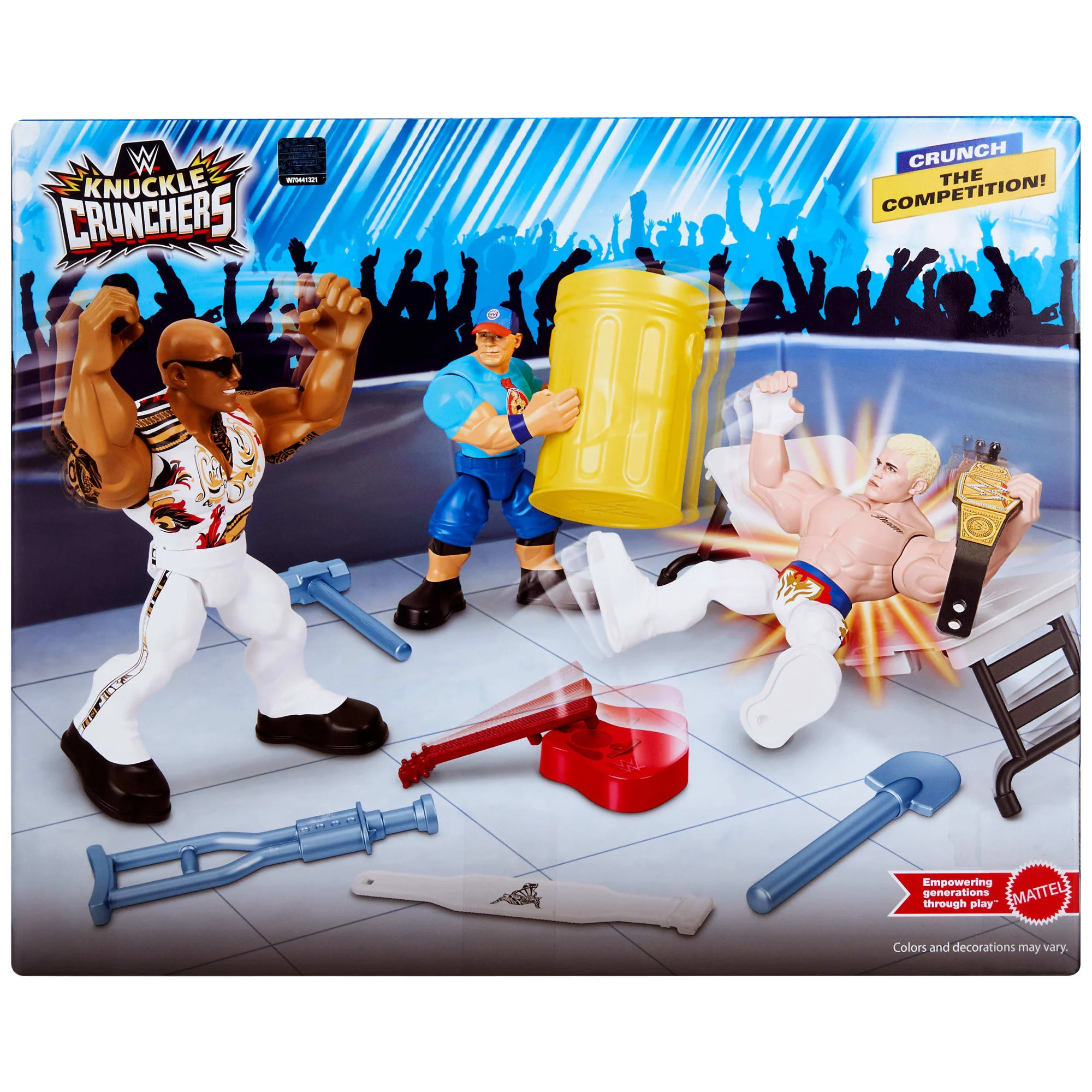 WWE Knuckle Crunchers Action Figures 3-Pack With 8 Accessories, Bone-Crunching Movement - Image 6