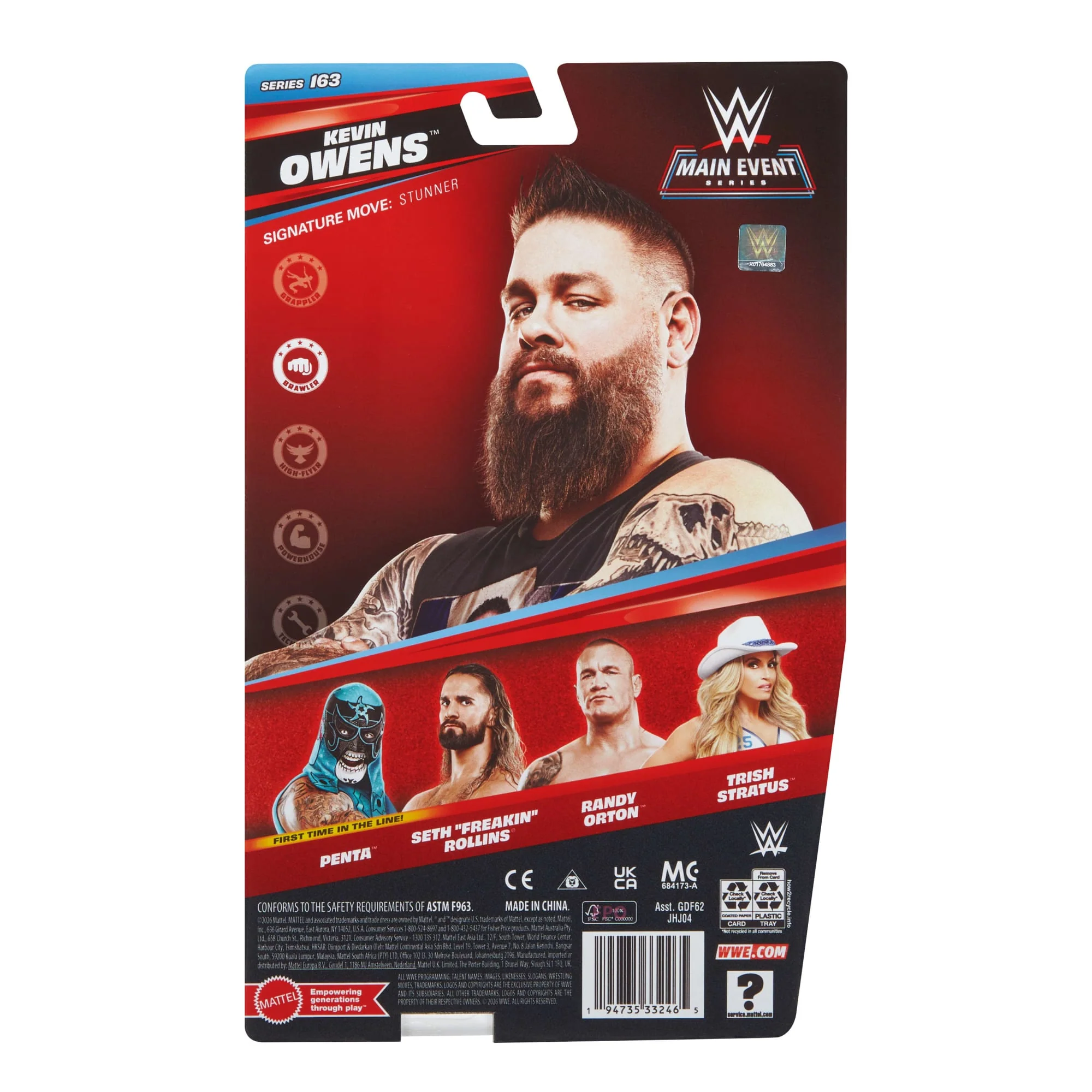 WWE Kevin Owens Action Figure, Main Event Series #163, 6-Inch Collectible With Articulation - Image 6