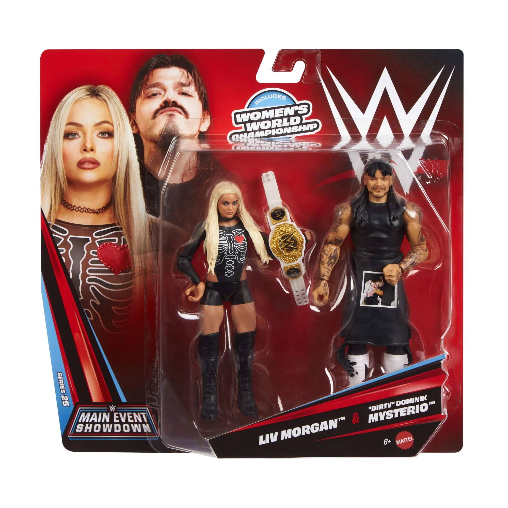 WWE Main Event Showdown Dirty Dominik Mysterio & Liv Morgan Action Figures Set, Series #25, 6-Inch - Image 2