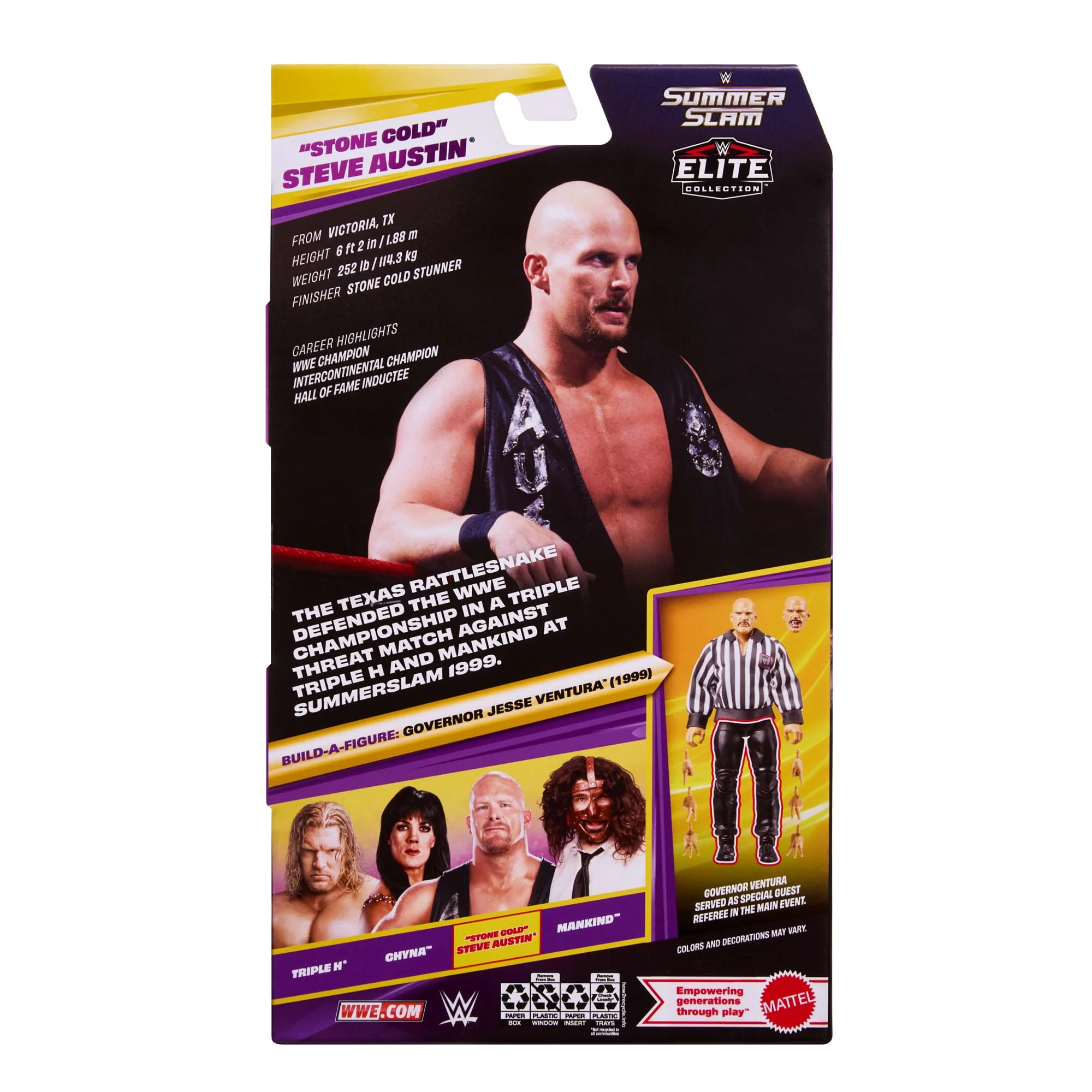 WWE Elite Collection Premium Live Event Stone Cold Steve Austin Action Figure Set, Summerslam Series - Image 6