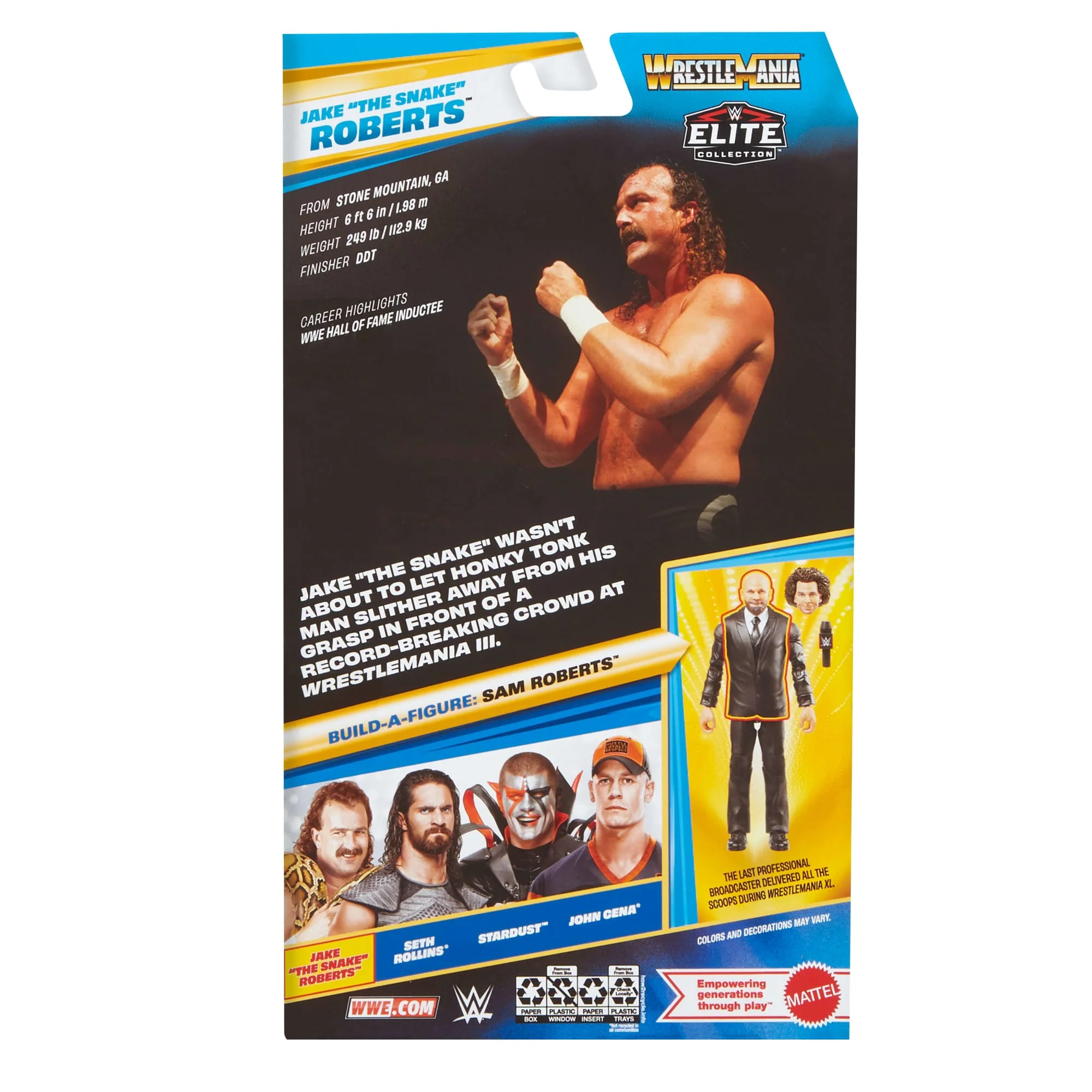 WWE Elite Collection Premium Live Event Jake “The Snake” Roberts Action Figure Set, Wrestlemania - Image 6
