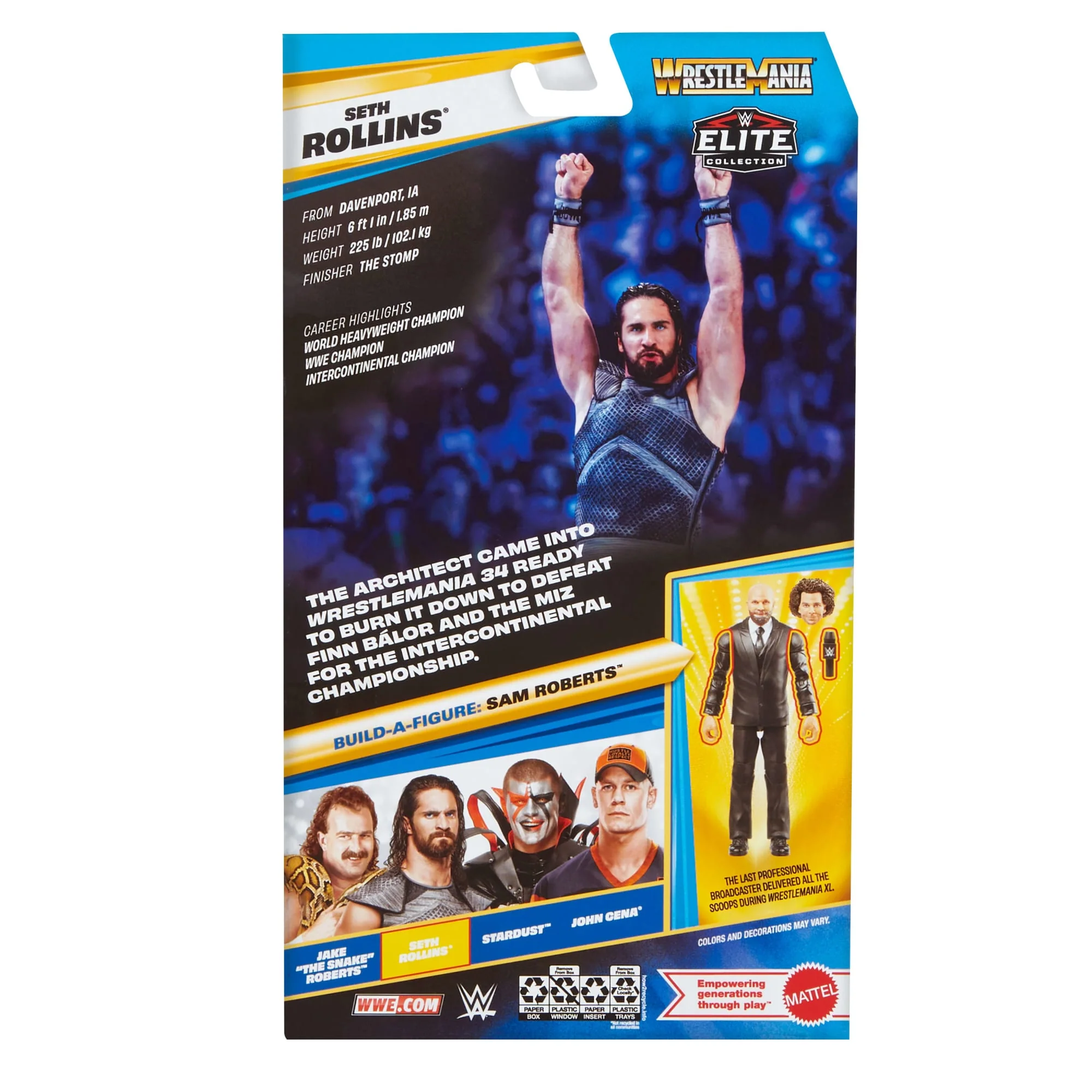 WWE Elite Collection Premium Live Event Seth Rollins Action Figure Set, Wrestlemania Collectible - Image 6