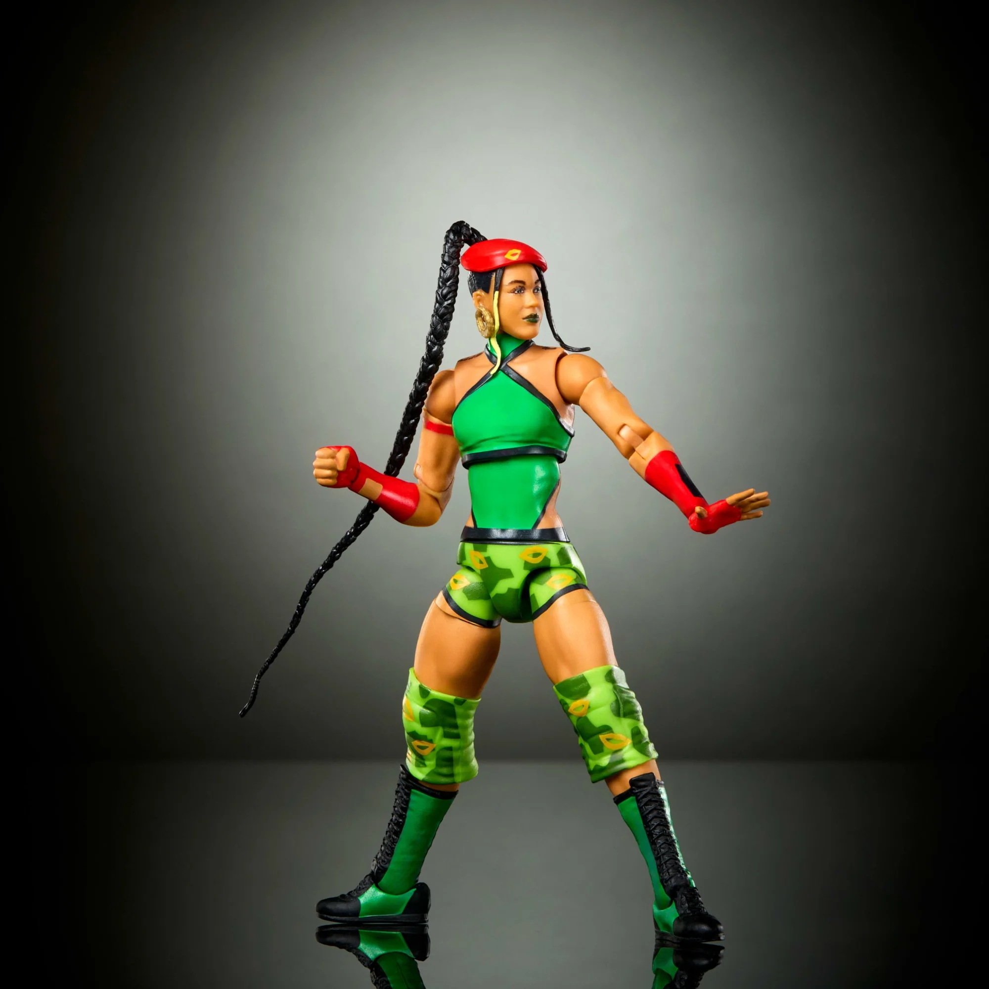 WWE X Street Fighter Bianca Belair Action Figure & Accessories, 6-Inch Collectible Cammy Mashup Set - Image 5