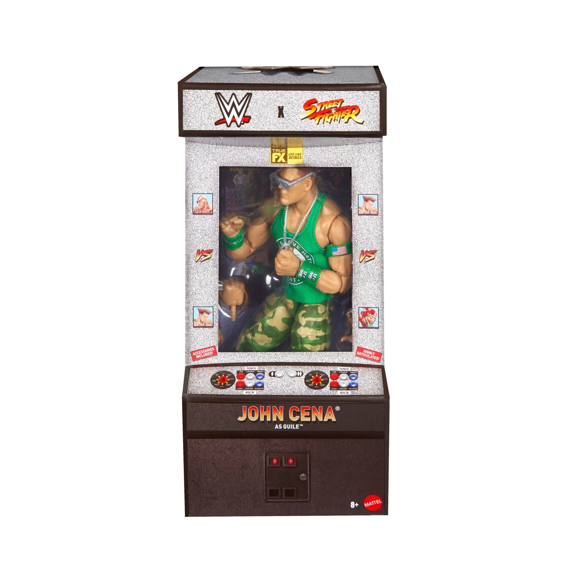 WWE X Street Fighter John Cena Action Figure & Accessories, 6-Inch Collectible Guile Mashup Set - Image 2