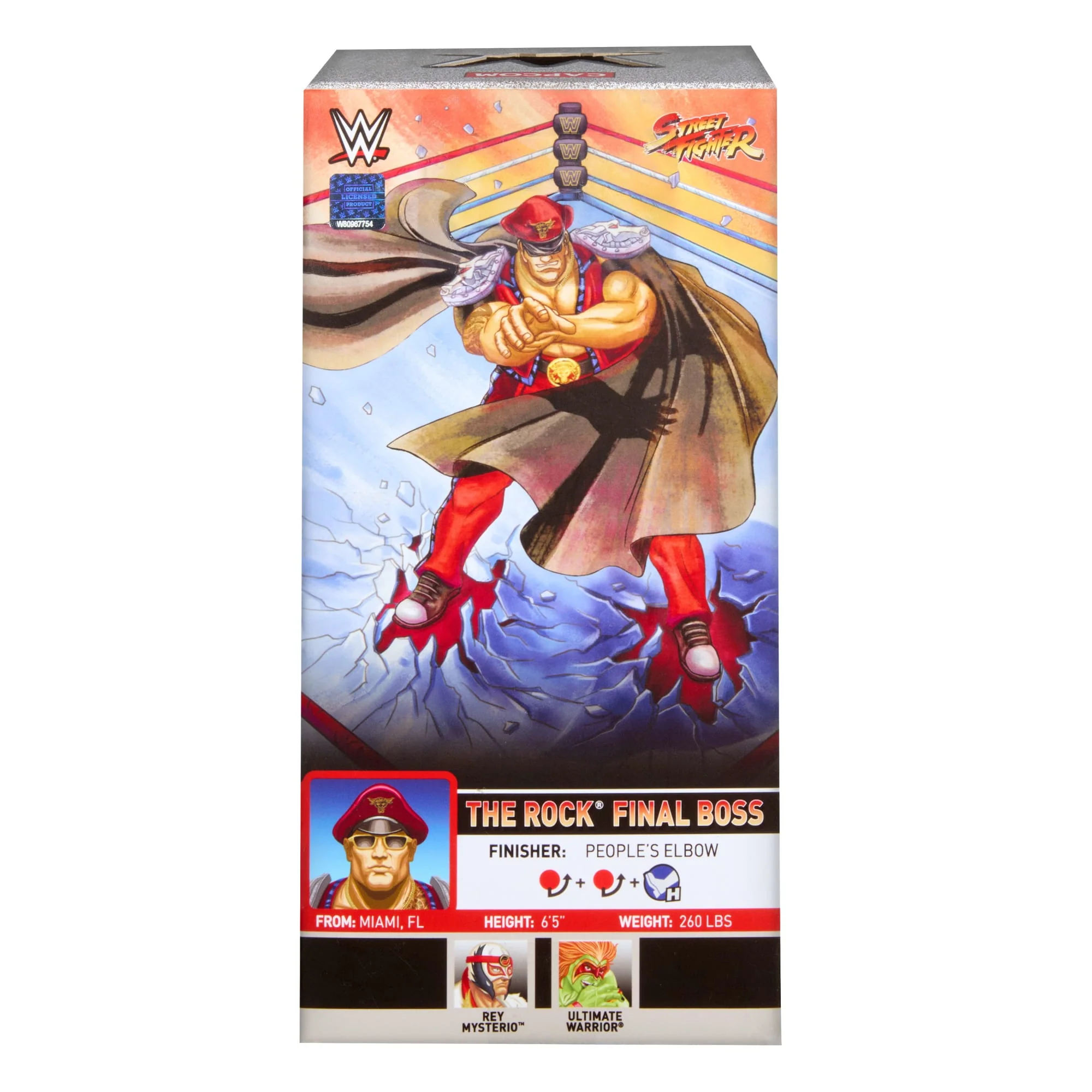 WWE X Street Fighter The Rock Final Boss Action Figure & Accessories, 6-Inch Collectible M. Bison Mashup Set - Image 6